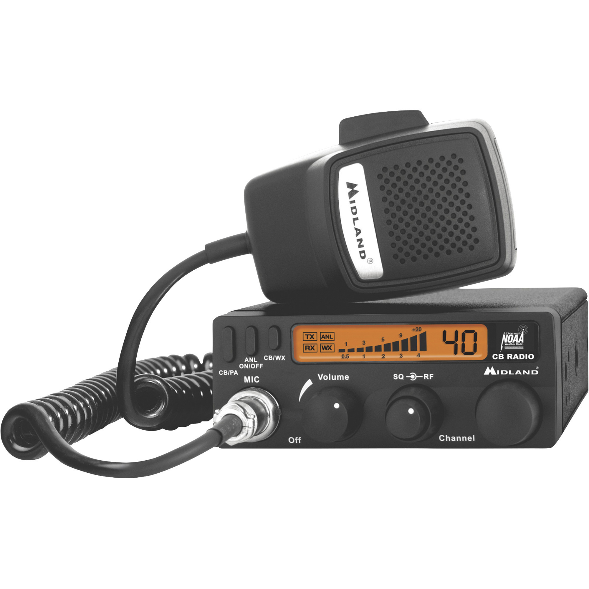 Midland Mounted CB Radio with NOAA, 4 Watts, 40-Channels, Model# 1001LWX
